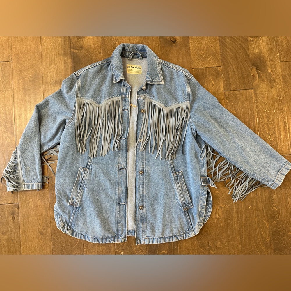 Free People - We The Free Blue Fringe Jacket